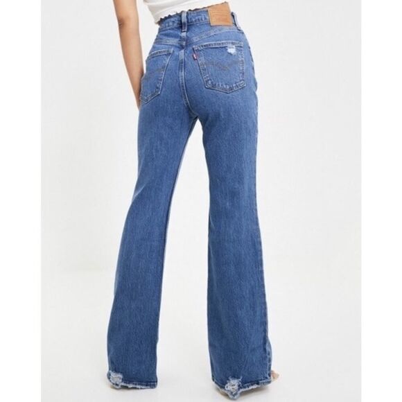 Levi's 70's High Rise Distressed Flare Jeans in Sonoma Step sz 26 - Picture 3 of 16